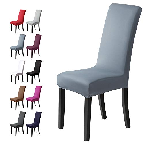 Fundas para sillas Pack de 4 Fundas sillas Comedor Fundas elásticas, Cubiertas para sillas,bielástico Extraíble Funda, Muy fácil de Limpiar, Duradera (Paquete de 4, Niebla-Azul)