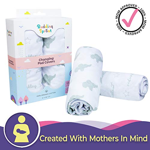 Fundas ultra suaves de algodón orgánico para cambiadores de bebés (paquete de 2). Se adaptan a cambiadores de tamaño estándar 40,6 x 81,2 cm (16" x 32"), vienen en dos diseños unisex Fundas ultra suaves de algodón orgánico para cambiadores de bebés (paquete de 2). Se adaptan a cambiadores de tamaño estándar 40,6 x 81,2 cm (16" x 32"), vienen en dos diseños unisex
