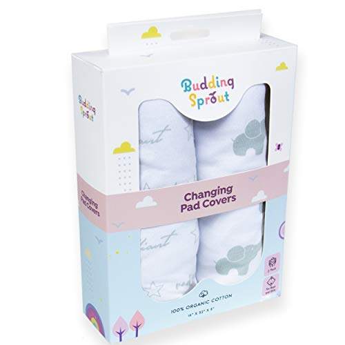Fundas ultra suaves de algodón orgánico para cambiadores de bebés (paquete de 2). Se adaptan a cambiadores de tamaño estándar 40,6 x 81,2 cm (16" x 32"), vienen en dos diseños unisex Fundas ultra suaves de algodón orgánico para cambiadores de bebés (paquete de 2). Se adaptan a cambiadores de tamaño estándar 40,6 x 81,2 cm (16" x 32"), vienen en dos diseños unisex
