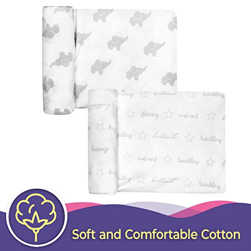 Fundas ultra suaves de algodón orgánico para cambiadores de bebés (paquete de 2). Se adaptan a cambiadores de tamaño estándar 40,6 x 81,2 cm (16" x 32"), vienen en dos diseños unisex Fundas ultra suaves de algodón orgánico para cambiadores de bebés (paquete de 2). Se adaptan a cambiadores de tamaño estándar 40,6 x 81,2 cm (16" x 32"), vienen en dos diseños unisex