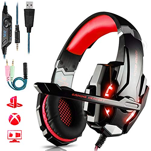FUNINGEEK Auriculares Gaming PS4,Cascos Gaming de Mac Estéreo con Micrófono Cascos Gaming 3.5mm Jack con Luz LED Bass Surround y Cancelación de Ruido Auriculares Compatible con PC/Xbox One/Switch FUNINGEEK Auriculares Gaming PS4,Cascos Gaming de Mac Estéreo con Micrófono Cascos Gaming 3.5mm Jack con Luz LED Bass Surround y Cancelación de Ruido Auriculares Compatible con PC/Xbox One/Switch