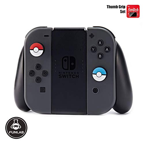 Funlab Thumb Grip Set Joystick Cap Cover Compatible con Nintendo Switch, Tapa analógica de silicona para Joy-Con controller - Rojo+Azul, 2 pares (4 piezas)