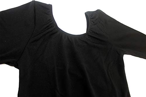 furein Maillot de Danza Ballet Gimnasia Leotardo Body Clásico Elástico para Niña de Manga Larga Cuello Redondo (12 años, Negro)