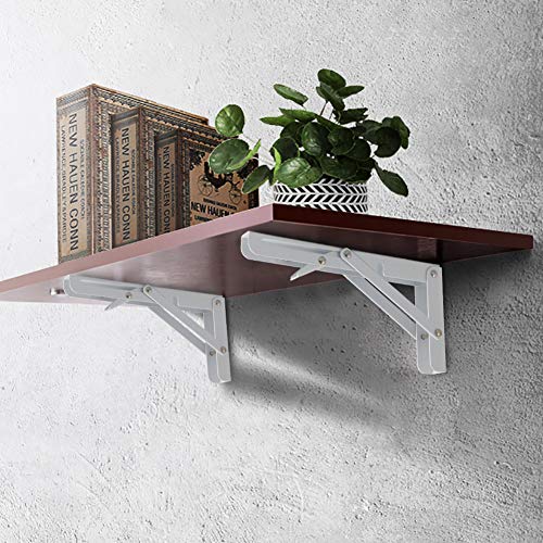 FUSIYU Soportes para Estantes Plegables 4 Piezas, Escuadras Abatibles Soporte Pared, Soportes Estanterías Escuadras Metálicas Ahorrar Espacio Soportes de Metal Completo, 400 x 215mm, Blanco FUSIYU Soportes para Estantes Plegables 4 Piezas, Escuadras Abatibles Soporte Pared, Soportes Estanterías Escuadras Metálicas Ahorrar Espacio Soportes de Metal Completo, 400 x 215mm, Blanco