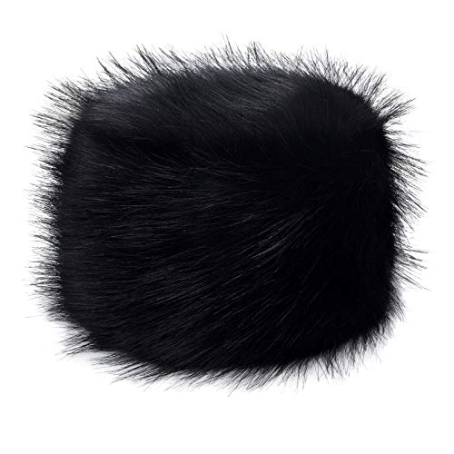 Futrzane Gorro de Mujer de Piel Cossack en Estilo Ruso (S, Negro)