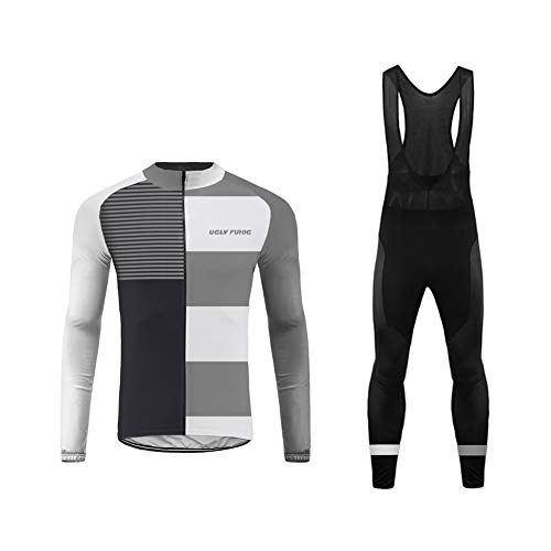 Future Sports UGLYFROG Bike Wear Designs Maillots de Bicicleta Maillots de Bicicleta Traje de Invierno Hombres Ropa de Ciclo Jersey de Manga Larga + Pantalones Bib Acolchados Cómodo Respirable Secado