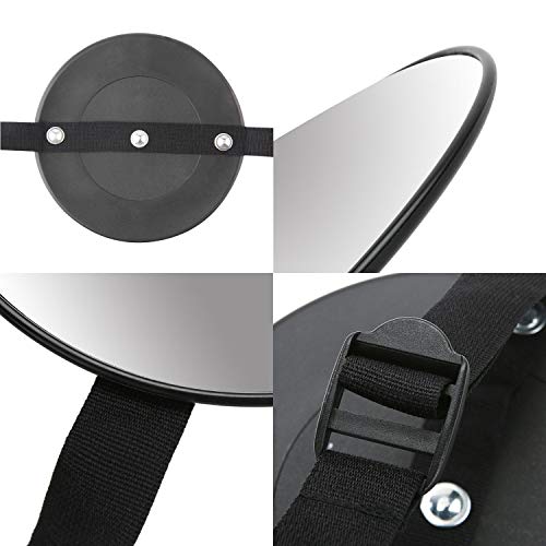 fuxunamz Espejo De Asiento Trasero para BebéS, Espejo Convexo con Gran Campo VisióN Hecho Material Irrompible (PláStico Abs) Bebé Sin Partes/Tornillos Individuales, Coche óPtimo En El (17 Cm) Negro