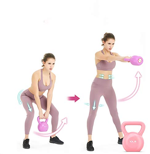 FWQAZ Kettlebell de hormigón 5LBS 10LBS 15LBS 20LBS kg - Pesa Rusa con Revestimiento de Vinilo - Base con Goma Antideslizante + PDF Workout
