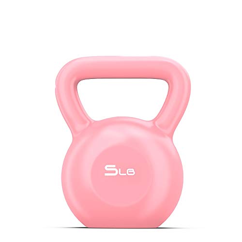 FWQAZ Kettlebell de hormigón 5LBS 10LBS 15LBS 20LBS kg - Pesa Rusa con Revestimiento de Vinilo - Base con Goma Antideslizante + PDF Workout