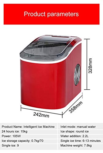 FYSY Mini máquina de hielo eléctrica automática, 15 kg/24 H portátil bala redonda bloque para hacer cubitos de hielo máquina pequeña barra cafetería té fangkai77 (tamaño : S)