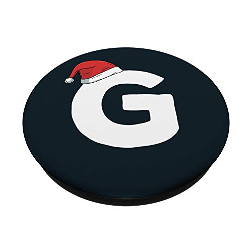 G inicial de Navidad con cumpleaños de gorro de Papá Noel PopSockets Agarre y Soporte para Teléfonos y Tabletas