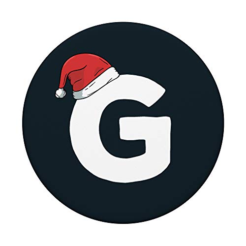 G inicial de Navidad con cumpleaños de gorro de Papá Noel PopSockets Agarre y Soporte para Teléfonos y Tabletas