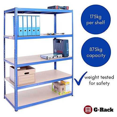 G-Rack 27 Estantería De Almacenamiento para Garaje, Azul, 180cm x 120cm x 60cm