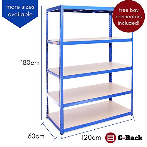 G-Rack 27 Estantería De Almacenamiento para Garaje, Azul, 180cm x 120cm x 60cm