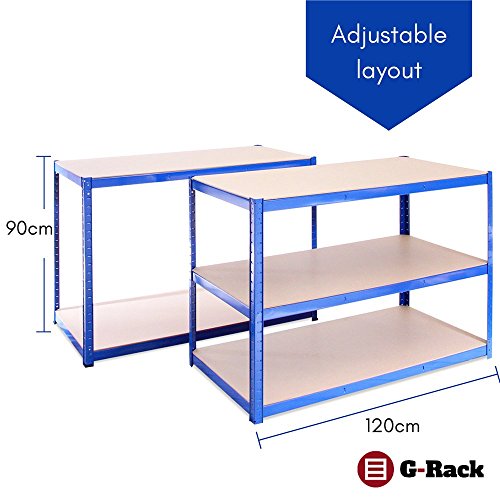 G-Rack 27 Estantería De Almacenamiento para Garaje, Azul, 180cm x 120cm x 60cm