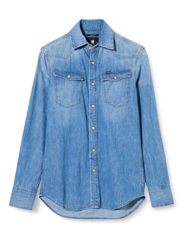 G-Star Raw 3301 Slim Shirt Camisa vaquera, Azul (Medium Aged 071), X-Small para Hombre