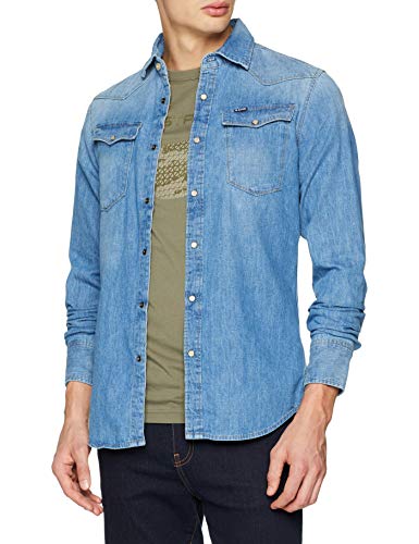 G-Star Raw 3301 Slim Shirt Camisa vaquera, Azul (Medium Aged 071), X-Small para Hombre