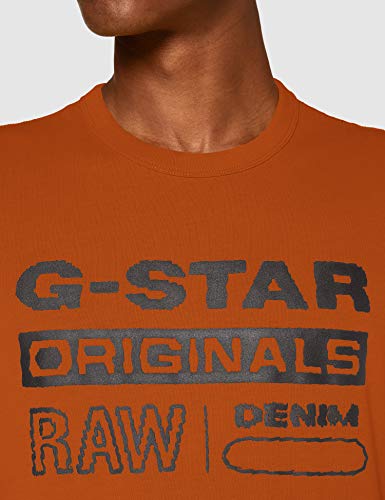 G-STAR RAW Wavy Logo Originals Camiseta, Canela Naranja B353-B727, XX-Large para Hombre