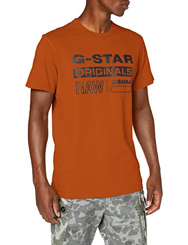 G-STAR RAW Wavy Logo Originals Camiseta, Canela Naranja B353-B727, XX-Large para Hombre