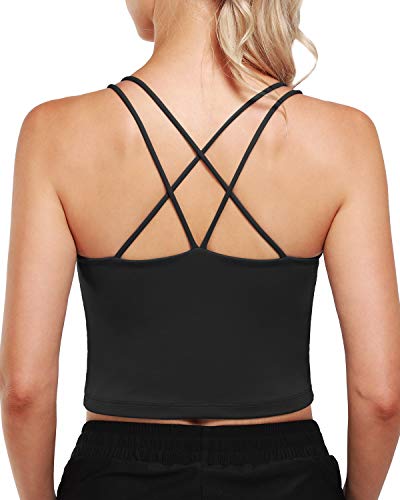 G4Free Sujetador Deportivo Acolchado Camisetas sin Mangas Atléticas para Mujeres Yoga Crop Top Cami con Sujetador Incorporado Entrenamiento Gimnasio Camisas sin Mangas