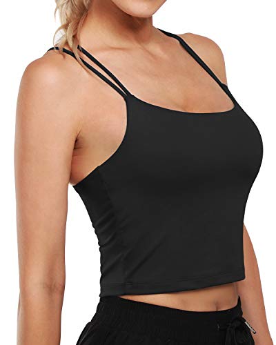 G4Free Sujetador Deportivo Acolchado Camisetas sin Mangas Atléticas para Mujeres Yoga Crop Top Cami con Sujetador Incorporado Entrenamiento Gimnasio Camisas sin Mangas