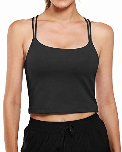 G4Free Sujetador Deportivo Acolchado Camisetas sin Mangas Atléticas para Mujeres Yoga Crop Top Cami con Sujetador Incorporado Entrenamiento Gimnasio Camisas sin Mangas