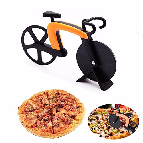 G.a HOMEFAVOR Cortapizzas con Recubrimiento Antiadherente Cortador de Pizza con Forma de Bicicleta