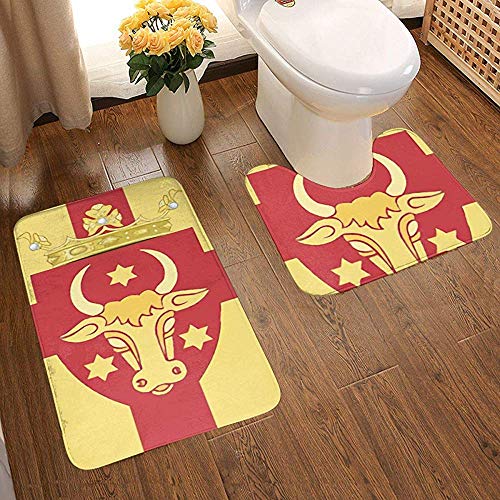 GABRI Texas Longhorns Oates Flag Alfombrilla de baño Juego de 2 Piezas Fundas Antideslizantes de Franela Suave Cojines Almohadillas Alfombras de baño