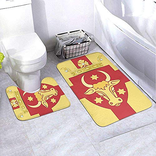 GABRI Texas Longhorns Oates Flag Paquete de 2 Alfombrillas de baño contorneadas Alfombras de baño Toalla de Franela Alfombra contorneada en Forma de U Alfombra