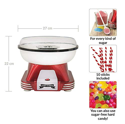 Gadgy ® Maquina de Algodon de Azucar | Retro Cotton Candy Machine | Usar Azúcar Regular de Caramelo Duro Sin Azúcar | 500W Rojo Gadgy ® Maquina de Algodon de Azucar | Retro Cotton Candy Machine | Usar Azúcar Regular de Caramelo Duro Sin Azúcar | 500W Rojo