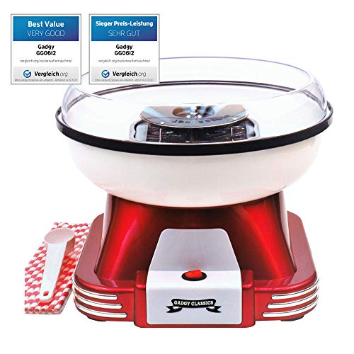 Gadgy ® Maquina de Algodon de Azucar | Retro Cotton Candy Machine | Usar Azúcar Regular de Caramelo Duro Sin Azúcar | 500W Rojo Gadgy ® Maquina de Algodon de Azucar | Retro Cotton Candy Machine | Usar Azúcar Regular de Caramelo Duro Sin Azúcar | 500W Rojo