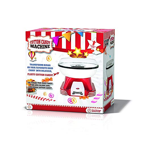 Gadgy ® Maquina de Algodon de Azucar | Retro Cotton Candy Machine | Usar Azúcar Regular de Caramelo Duro Sin Azúcar | 500W Rojo
