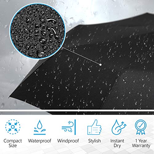 GadHome - Paraguas Automático Negro | Paraguas de Viaje Compacto a Prueba de Viento de 29 cm para Hombre y Mujer | Paraguas Plegable de Mano Ligero Resistente que se Abre con 1 Toque GadHome - Paraguas Automático Negro | Paraguas de Viaje Compacto a Prueba de Viento de 29 cm para Hombre y Mujer | Paraguas Plegable de Mano Ligero Resistente que se Abre con 1 Toque