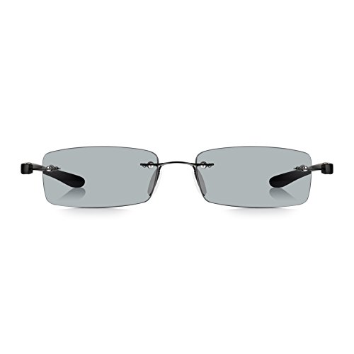 Gafas de Sol de Lectura READ OPTICS Graduadas desde +1 hasta +3.5 Dioptrías: Lentes para Leer Tintadas con Protección UV-400 100% Rayguard™ | Sin marco con Varillas Resistentes Negras | Hombre/Mujer