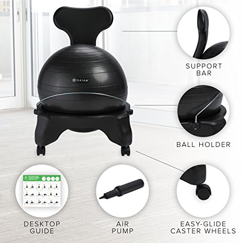 gaiam Balance Ball Chair, Mujer, Black, OS