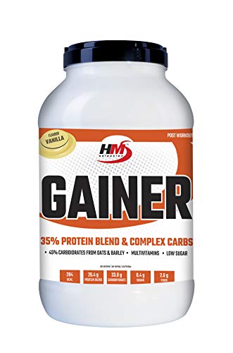 Gainer – Concentrado a base de hidratos de carbono, proteínas, vitaminas y minerales, ideal para la construcción de masa muscular magra y reducción de la fatiga y la fatiga (vainilla, 3 kg)