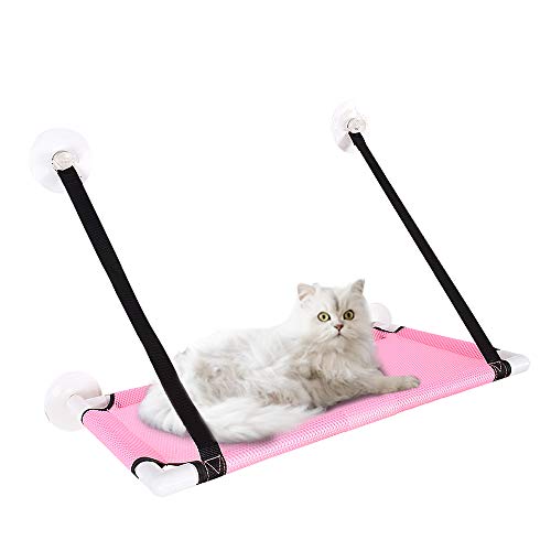 Galapara Ventana de Gato Cama de Hamaca con Percha de enfriamiento Cubierta Transpirable Ventosas de Ventana Asiento Estantes para Gatos Cama de Hamaca para Gatos Sostener hasta 10 kg 22 LB