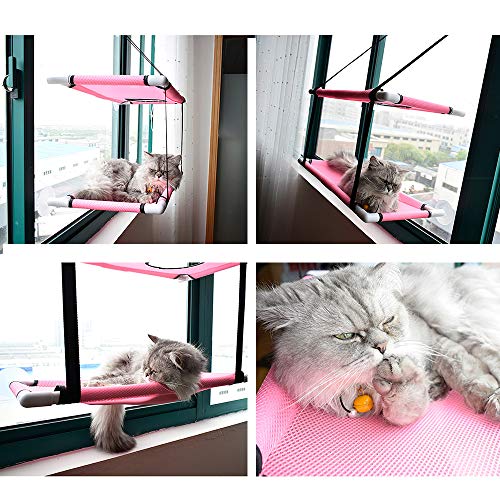 Galapara Ventana montada hamaca para gato , cama colgante mascota ventosas ,Doble cubierta Ventana Ventosas Asiento Verano Enfriamiento Hamaca Cama