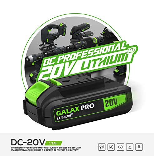 GALAX PRO Kit de Herramientas Eléctricas Inalámbricas, 600RPM 20V Destornillador de Taladro de una Velocidad, 20V 0-2500 SPM Sierra de calar Inalámbrica,con1.3Ah Batería y Cargador GALAX PRO Kit de Herramientas Eléctricas Inalámbricas, 600RPM 20V Destornillador de Taladro de una Velocidad, 20V 0-2500 SPM Sierra de calar Inalámbrica,con1.3Ah Batería y Cargador