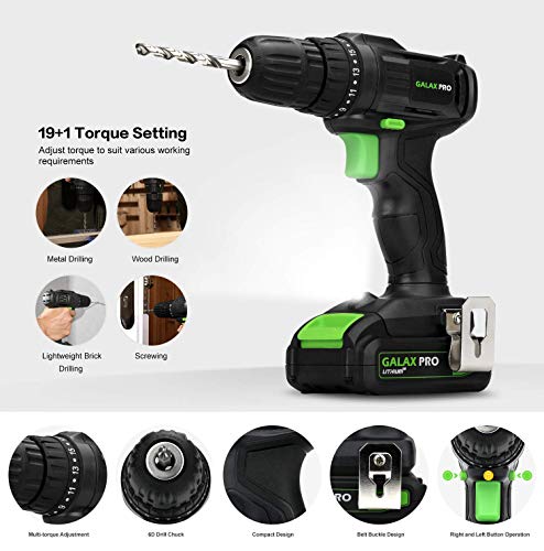 GALAX PRO Kit de Herramientas Eléctricas Inalámbricas, 600RPM 20V Destornillador de Taladro de una Velocidad, 20V 0-2500 SPM Sierra de calar Inalámbrica,con1.3Ah Batería y Cargador GALAX PRO Kit de Herramientas Eléctricas Inalámbricas, 600RPM 20V Destornillador de Taladro de una Velocidad, 20V 0-2500 SPM Sierra de calar Inalámbrica,con1.3Ah Batería y Cargador