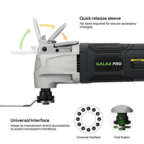 GALAX PRO Multiherramienta Oscilante, 260W Eléctricas Herramienta Multifunción Oscilantes,Ajuste de 6 Velocidades, 4° Ángulo de Oscilación,40 Accesorios,con Bolsa de Herramientas