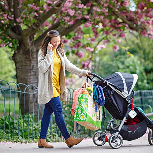 Ganchos Carrito Bebé, Baby Uma - Engancha tus bolsas de la compra, bolso o cambiador en el manillar de la Sillita, Cochecito o Silla de Ruedas. Pack de 2. Ajuste Universal (Negro)