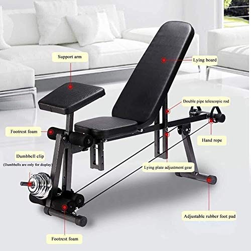 GANE Entrenamiento de Banco de Pesas Ajustable, Equipo de Ejercicios para Abdominales, Tabla en decúbito supino, mancuerna Plegable multifunción para el hogar para Hombres y Mujeres GANE Entrenamiento de Banco de Pesas Ajustable, Equipo de Ejercicios para Abdominales, Tabla en decúbito supino, mancuerna Plegable multifunción para el hogar para Hombres y Mujeres