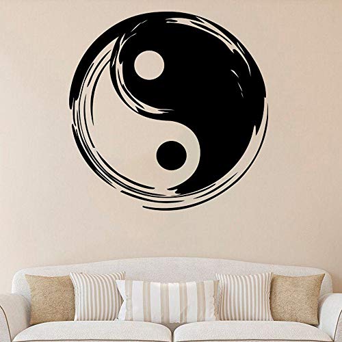 ganlanshu Adhesivo de Pared de Vinilo Yin Yang Yoga Studio Fitness Adhesivo de Pared de Vinilo extraíble Impermeable Yin Yang Decorado para el Dormitorio 102cmx102cm