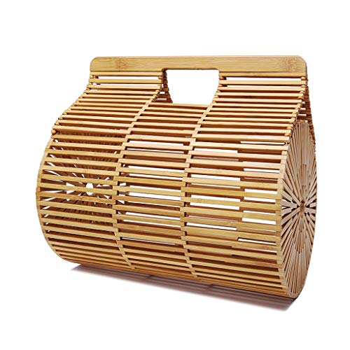 Gaorb Lady Straw Bag, Bolso de Playa de bambú elíptico ins. Bolsa de Playa al Aire Libre con Red Hueca. Bolso Rojo de bambú para Compras de Viaje y Uso Diario. (Size : S) Gaorb Lady Straw Bag, Bolso de Playa de bambú elíptico ins. Bolsa de Playa al Aire Libre con Red Hueca. Bolso Rojo de bambú para Compras de Viaje y Uso Diario. (Size : S)