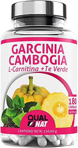 Garcinia Cambogia + L-Carnitina + Té Verde | Garcinia Cambogia Pura | Tú Complemento Natural | Termogénico Potente - 180 Cápsulas - Qualnat