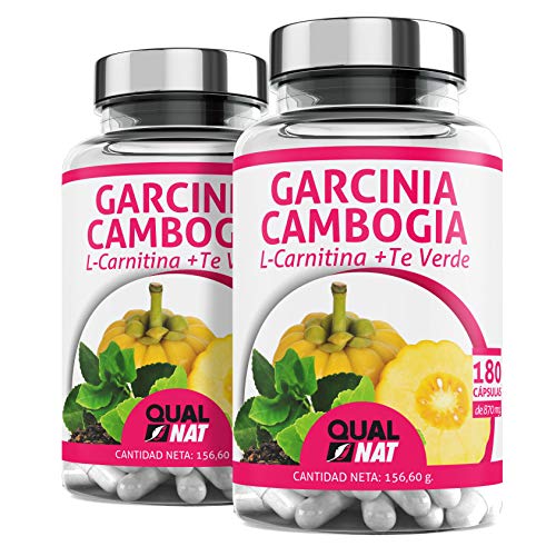 Garcinia Cambogia + L-Carnitina + Té Verde | Garcinia Cambogia Pura | Tú Complemento Natural | Termogénico Potente - 180 Cápsulas - Qualnat