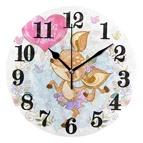 gardenia store Reloj de Cuarzo Redondo clásico en Forma de corazón con Flor de Zorro, Relojes de Pulsera de Cuarzo a Pilas no ticchettantes