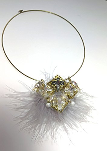 Gargantilla filigrana cristal, pluma, coleccion Moulin Rouge