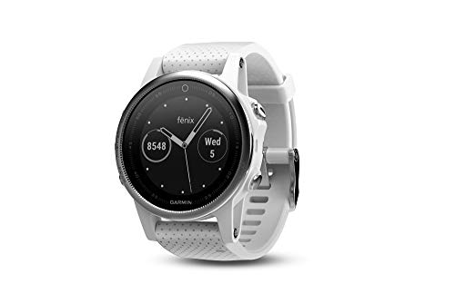 Garmin Fenix 5S - Reloj multideporte, con GPS y medidor de frecuencia cardiaca, lente de cristal y bisel de acero inoxidable, 42 mm, color Blanco